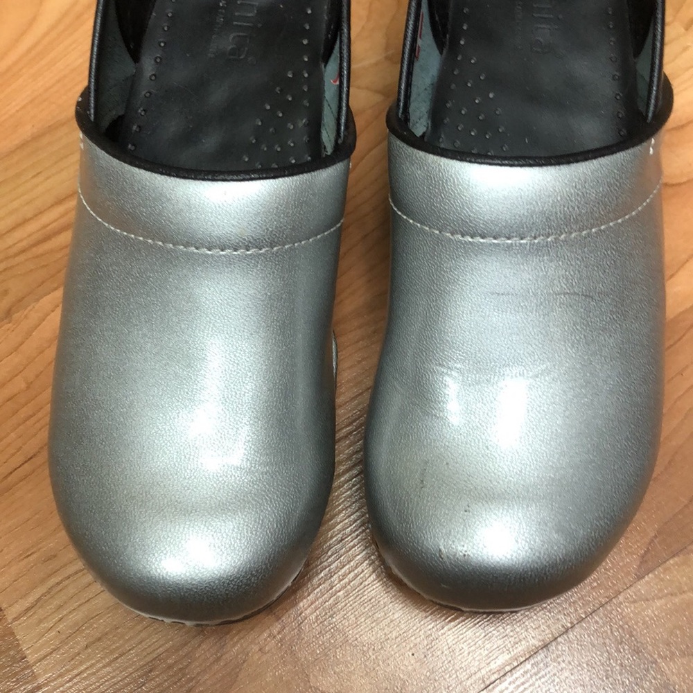 Silver sanita clogs